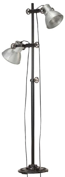 Podlahová lampa se 2 svítidly stříbrná E27 litina 320583