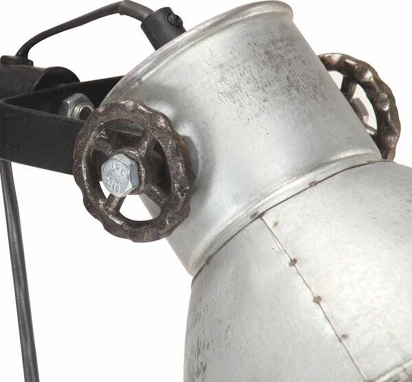 Podlahová lampa se 2 svítidly stříbrná E27 litina 320583