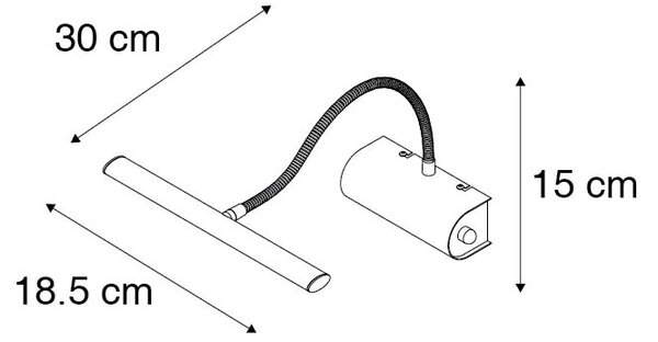Designová nástěnná lampa černá 18,5 cm vč. LED se stmívačem - Tableau