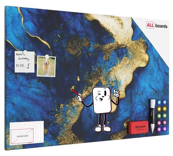 Magnetická tabule METALboards MODRÁ A ZLATÁ 90x60 cm,MB96_00121