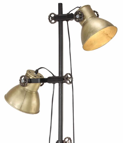 Podlahová lampa se 2 svítidly mosazná E27 litina 320584