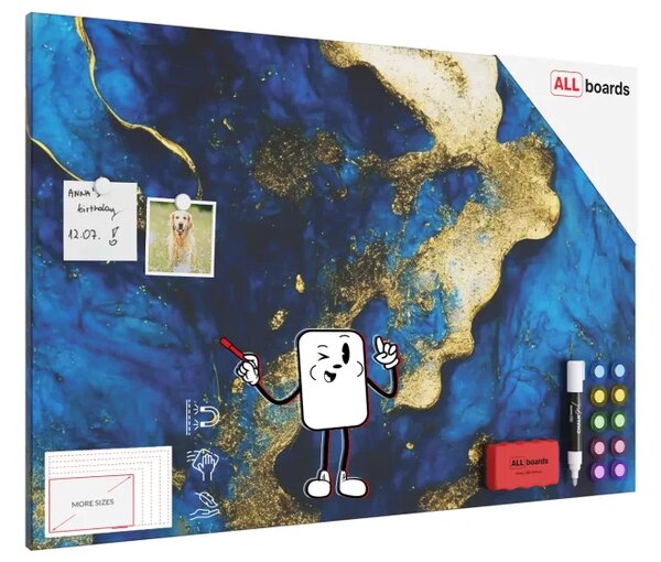 Magnetická tabule METALboards MODRÁ A ZLATÁ 90x60 cm,MB96_00121