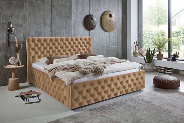 ČALOUNĚNÁ POSTEL, 140/200 cm, světle hnědá home24 - Manželské postele, Online Only