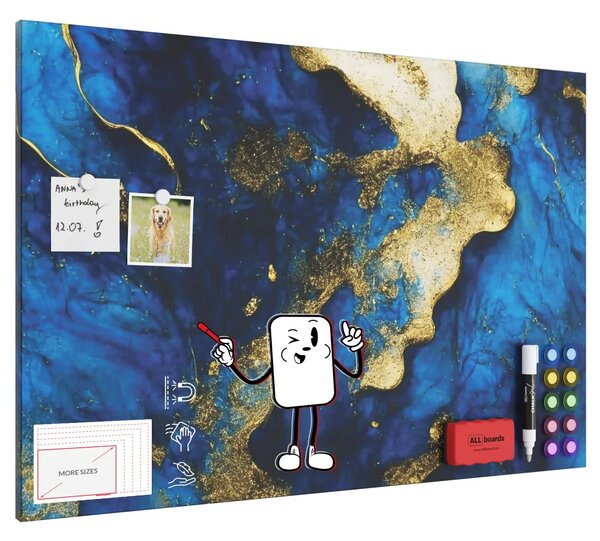 Magnetická tabule METALboards MODRÁ A ZLATÁ 90x60 cm,MB96_00121