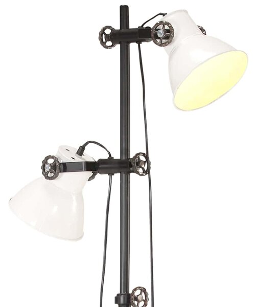Podlahová lampa se 2 svítidly bílá E27 litina 320586