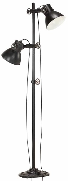 Podlahová lampa se 2 svítidly černá E27 litina 320585