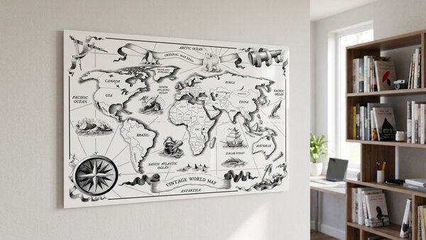 Magnetická tabule METALboards MAPA SVĚTA RETRO 90x60 cm,MB96_00118