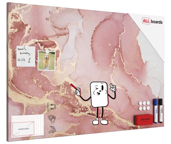 Magnetická tabule METALboards RŮŽOVÝ MRAMOR 90x60 cm,MB96_00119