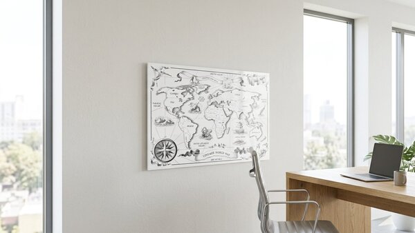 Magnetická tabule METALboards MAPA SVĚTA RETRO 90x60 cm,MB96_00118
