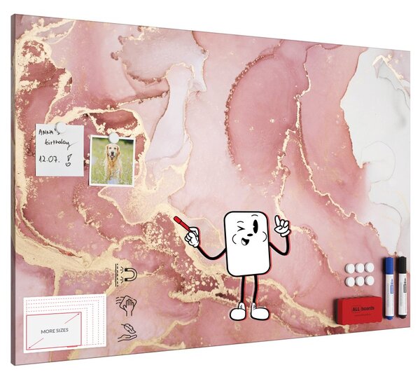 Magnetická tabule METALboards RŮŽOVÝ MRAMOR 90x60 cm,MB96_00119
