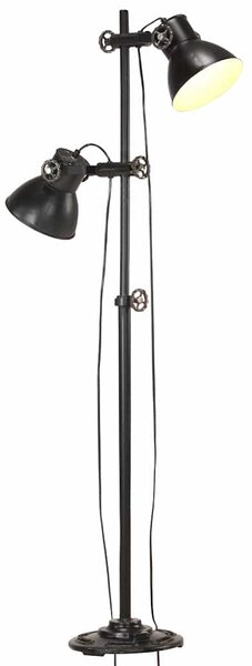 Podlahová lampa se 2 svítidly černá E27 litina 320585