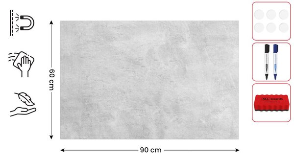 Magnetická tabule METALboards BETON II 90x60 cm,MB96_00115