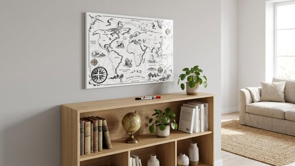 Magnetická tabule METALboards MAPA SVĚTA RETRO 90x60 cm,MB96_00118