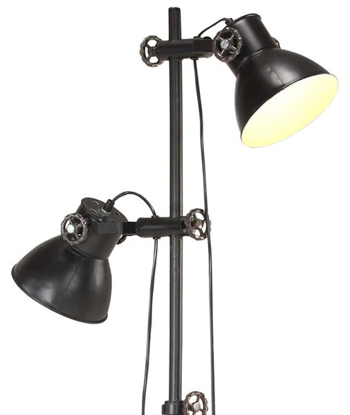 Podlahová lampa se 2 svítidly černá E27 litina 320585