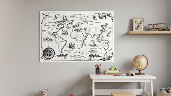Magnetická tabule METALboards MAPA SVĚTA RETRO 90x60 cm,MB96_00118