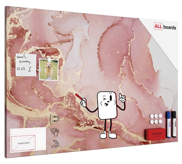Magnetická tabule METALboards RŮŽOVÝ MRAMOR 90x60 cm,MB96_00119