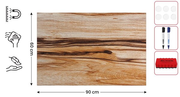 Magnetická tabule METALboards EXOTICKÉ DŘEVO 90x60 cm,MB96_00112
