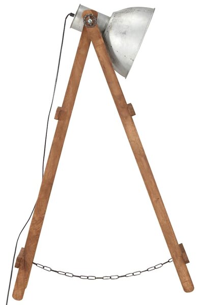 Stojací lampa stříbrná masivní mangovníkové dřevo 320587