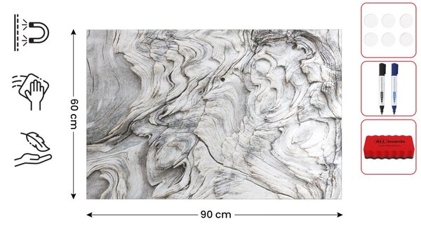 Magnetická tabule METALboards ZKAMENĚLÉ DŘEVO 90x60 cm,MB96_00111