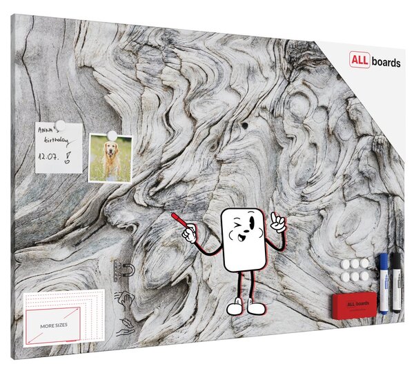 Magnetická tabule METALboards ZKAMENĚLÉ DŘEVO 90x60 cm,MB96_00111