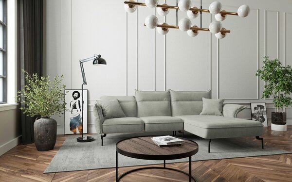 ROHOVÁ SEDAČKA, textil, světle šedá Livetastic - Sedací soupravy, Online Only