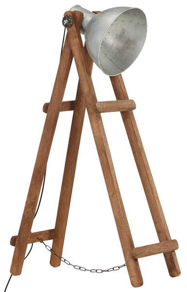 Stojací lampa stříbrná masivní mangovníkové dřevo 320587