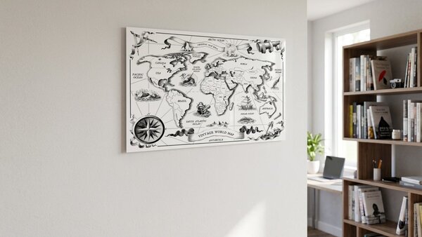 Kovový obraz MAPA SVĚTA RETRO 60x40 ALLboards METAL,MB64_00118