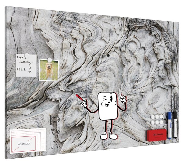 Magnetická tabule METALboards ZKAMENĚLÉ DŘEVO 90x60 cm,MB96_00111