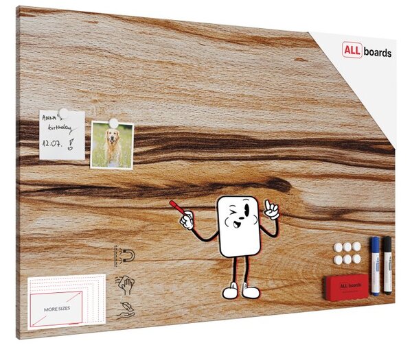Magnetická tabule METALboards EXOTICKÉ DŘEVO 90x60 cm,MB96_00112