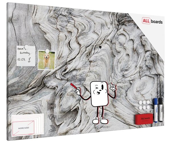 Magnetická tabule METALboards ZKAMENĚLÉ DŘEVO 90x60 cm,MB96_00111
