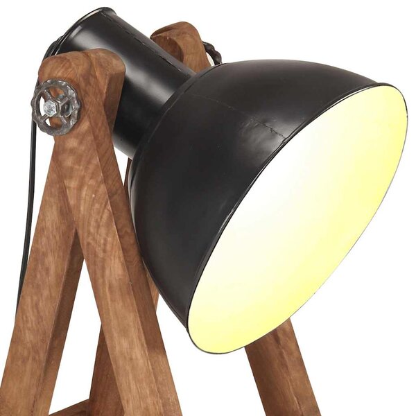 Stojací lampa černá E27 masivní mangovníkové dřevo 320589