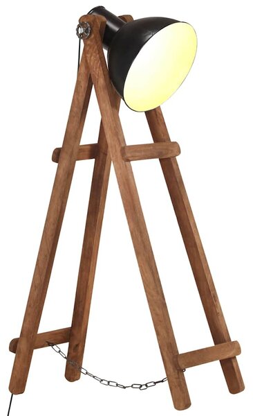 Stojací lampa černá E27 masivní mangovníkové dřevo 320589