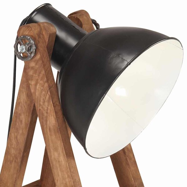 Stojací lampa černá E27 masivní mangovníkové dřevo 320589