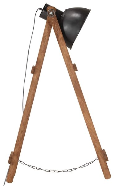 Stojací lampa černá E27 masivní mangovníkové dřevo 320589