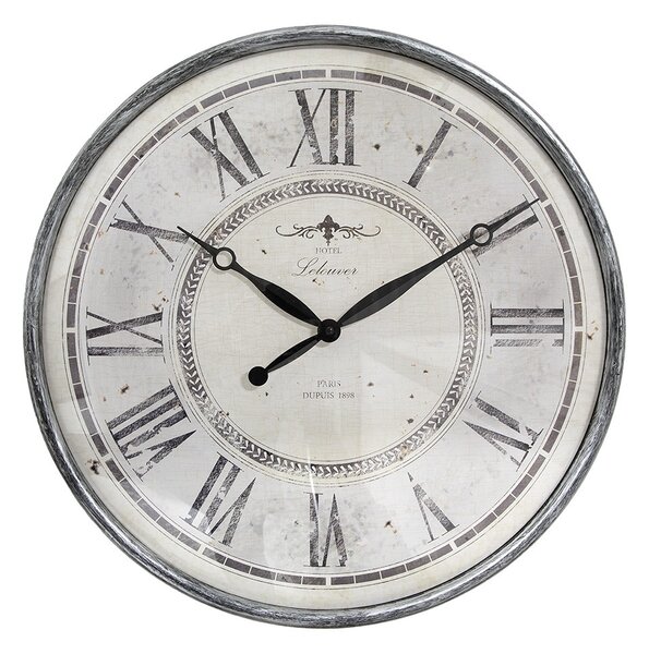 Šedobéžové antik nástěnné hodiny Hotel Lelouver - Ø 50*6 cm / 1*AA - Clayre & Eef