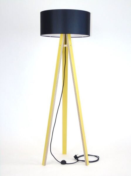 WANDA Stojací lampa 45x140cm - žlutá / černé stínidlo / černá
