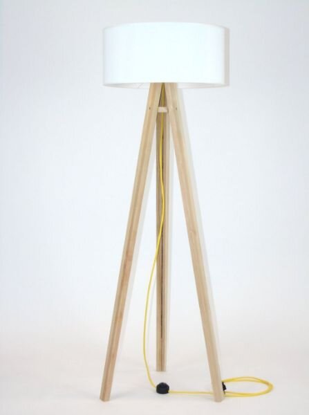 Stojací lampa WANDA Ash 45x140cm - bílé stínítko / žlutá barva
