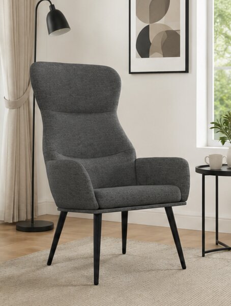 Relaxační křeslo, odpočinkové, dřevo/kov/textil, 96x68x79 cm, nohy černé/tmavě šedá, Dekorino KR20260056