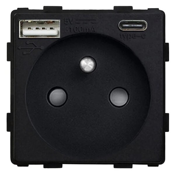Modul 230V zásuvky s USB nabíječkou R-Socket-16A+USB-B