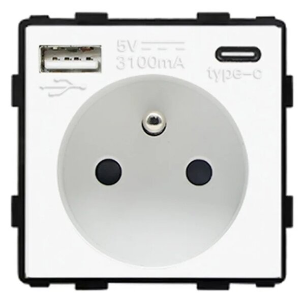Modul 230V zásuvky s USB nabíječkou R-Socket-16A+USB-W
