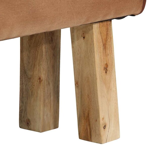 Lavice gymnastický kůň 160 cm hnědá pravá kůže a mangovník 320608