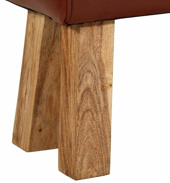Lavice gymnastický kůň 160 cm hnědá pravá kůže a mangovník 320607