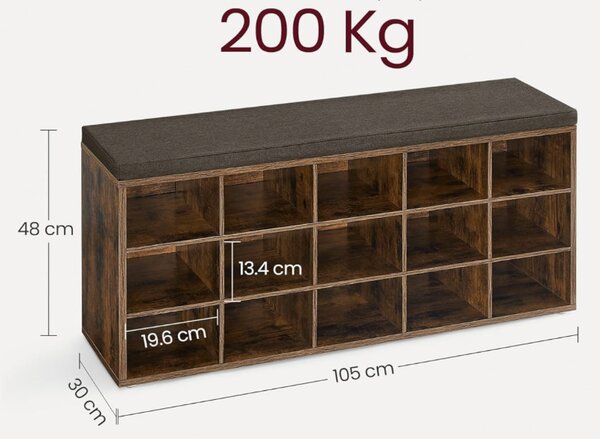 SONGMICS Botník Vasagle Endersen 105 cm hnědý/černý