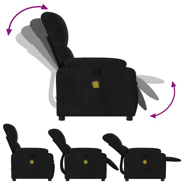 Masážní polohovací křeslo černé z mikrovlákna 3206130