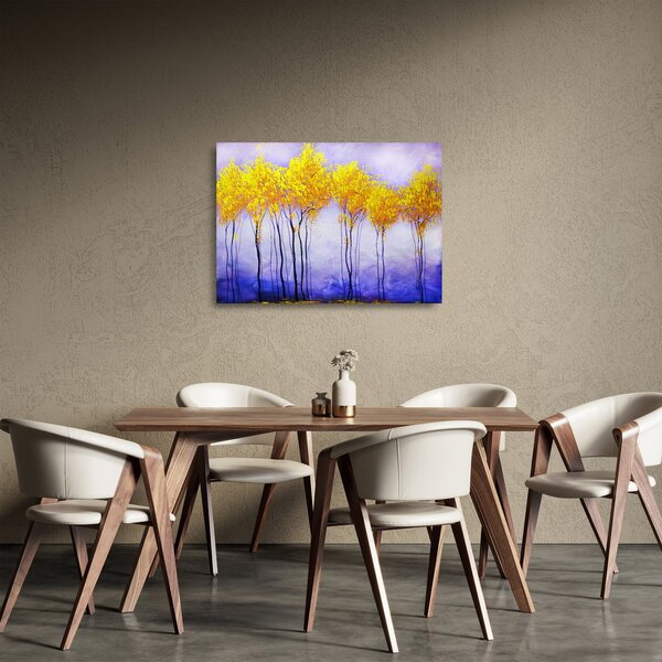 Skleněný obraz žlutých stromů (70x50 cm)