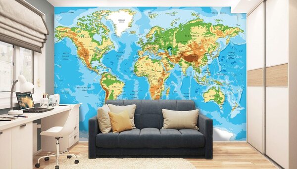 Fototapeta vliesová: Klasická mapa světa - 152,5x104 cm