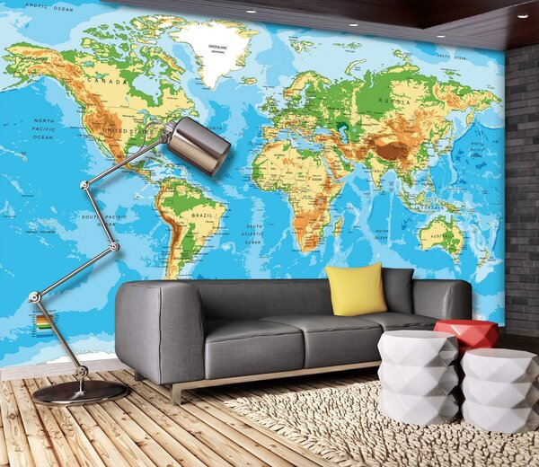 Fototapeta vliesová: Klasická mapa světa - 152,5x104 cm