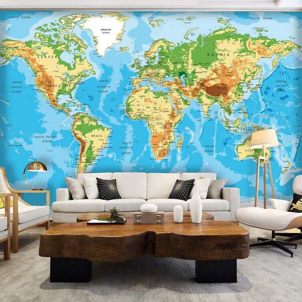 Fototapeta vliesová: Klasická mapa světa - 152,5x104 cm