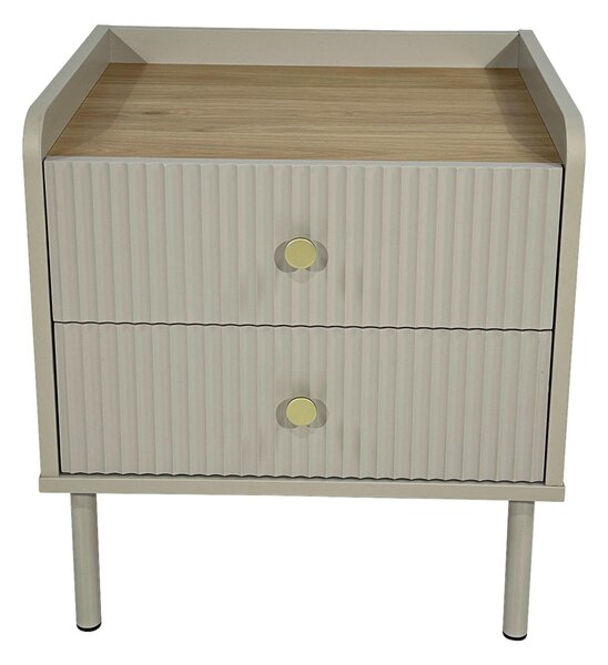 NOČNÍ STOLEK, barvy dubu, světle šedá, 50/54/40 cm Xora, Online Only