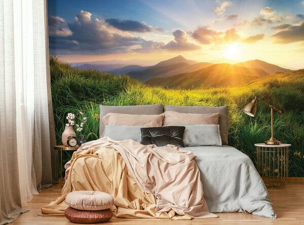 Fototapeta vliesová: Východ slunce na horách - 152,5x104 cm